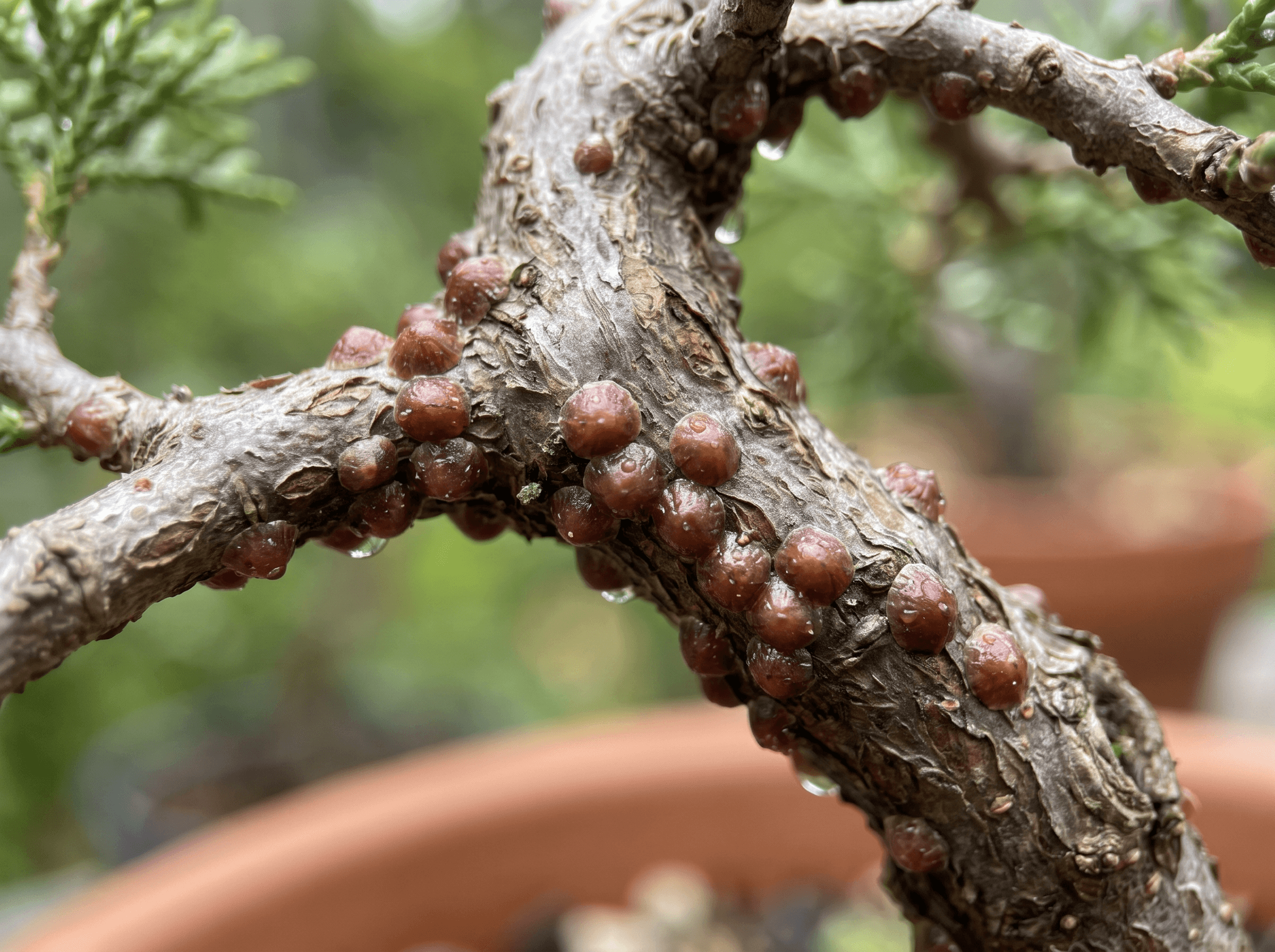 Small brown bumps on branches