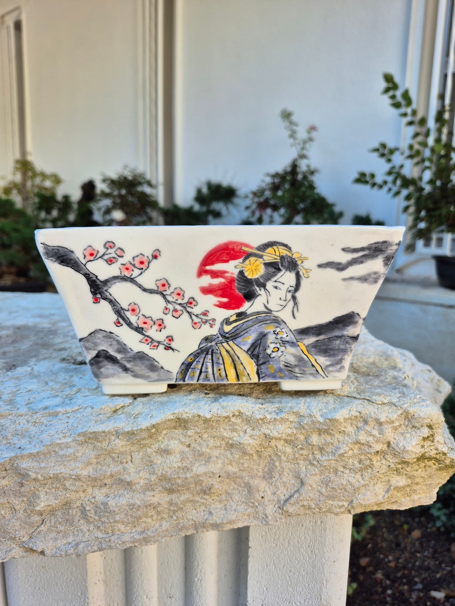 Hand-painted Ceramic Bonsai Pot – Geisha 20 x 16 x H10 cm