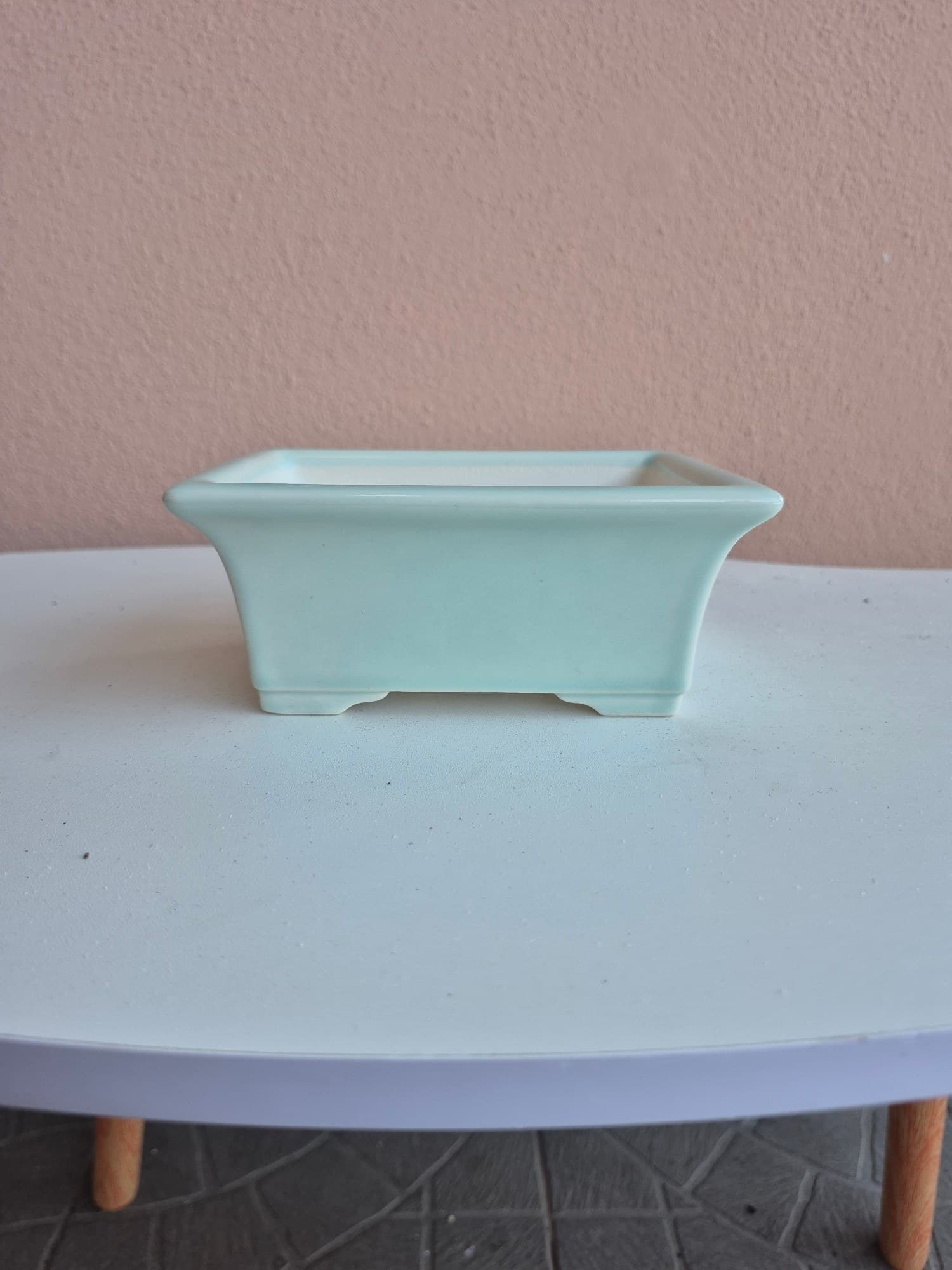 Pale Celadon Ceramic Bonsai Pot 15 x 11 x 6 cm