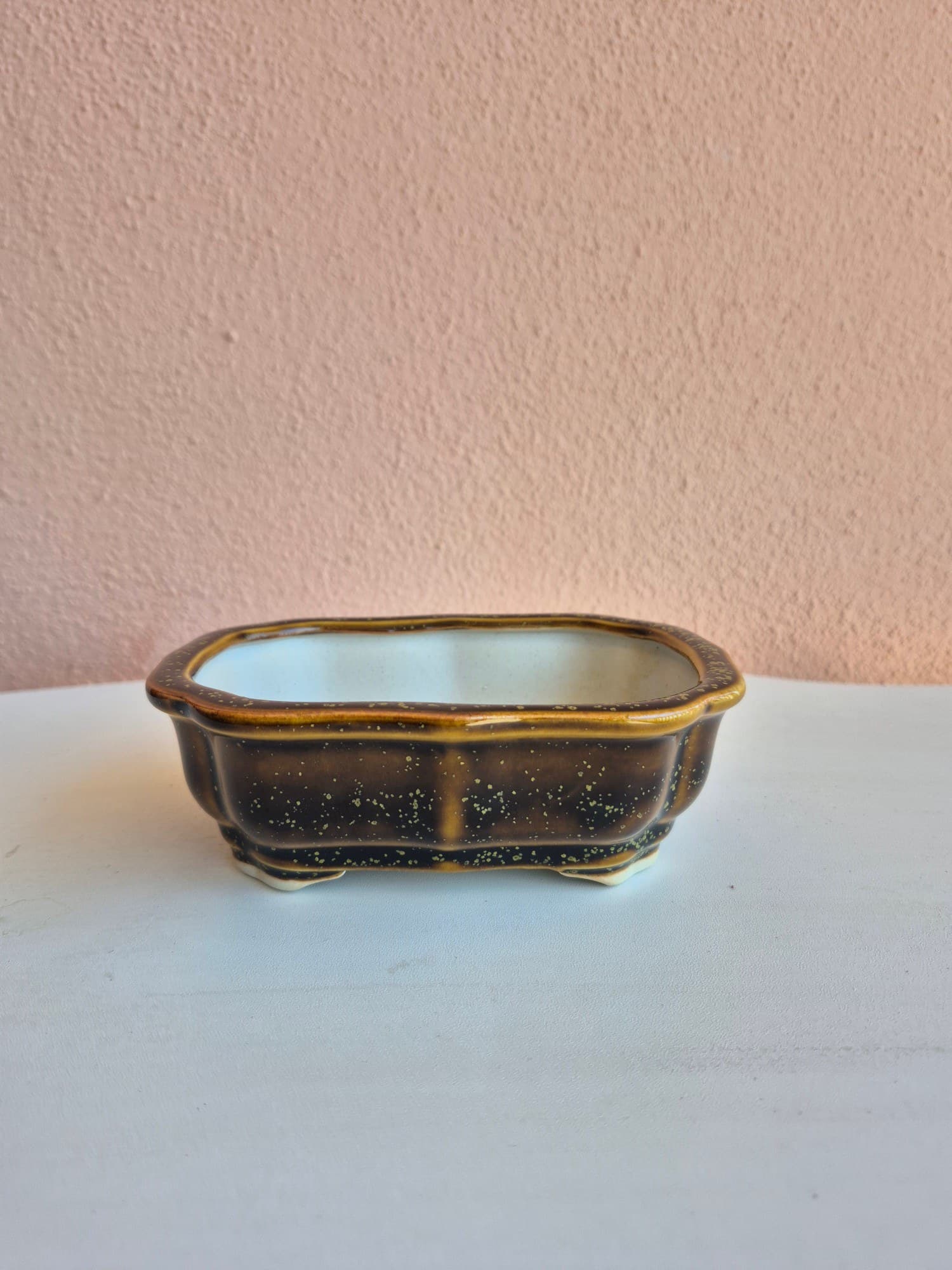 Ceramic Bonsai Pot SY0096 – Amber (14.5 x 11 x H5 cm)
