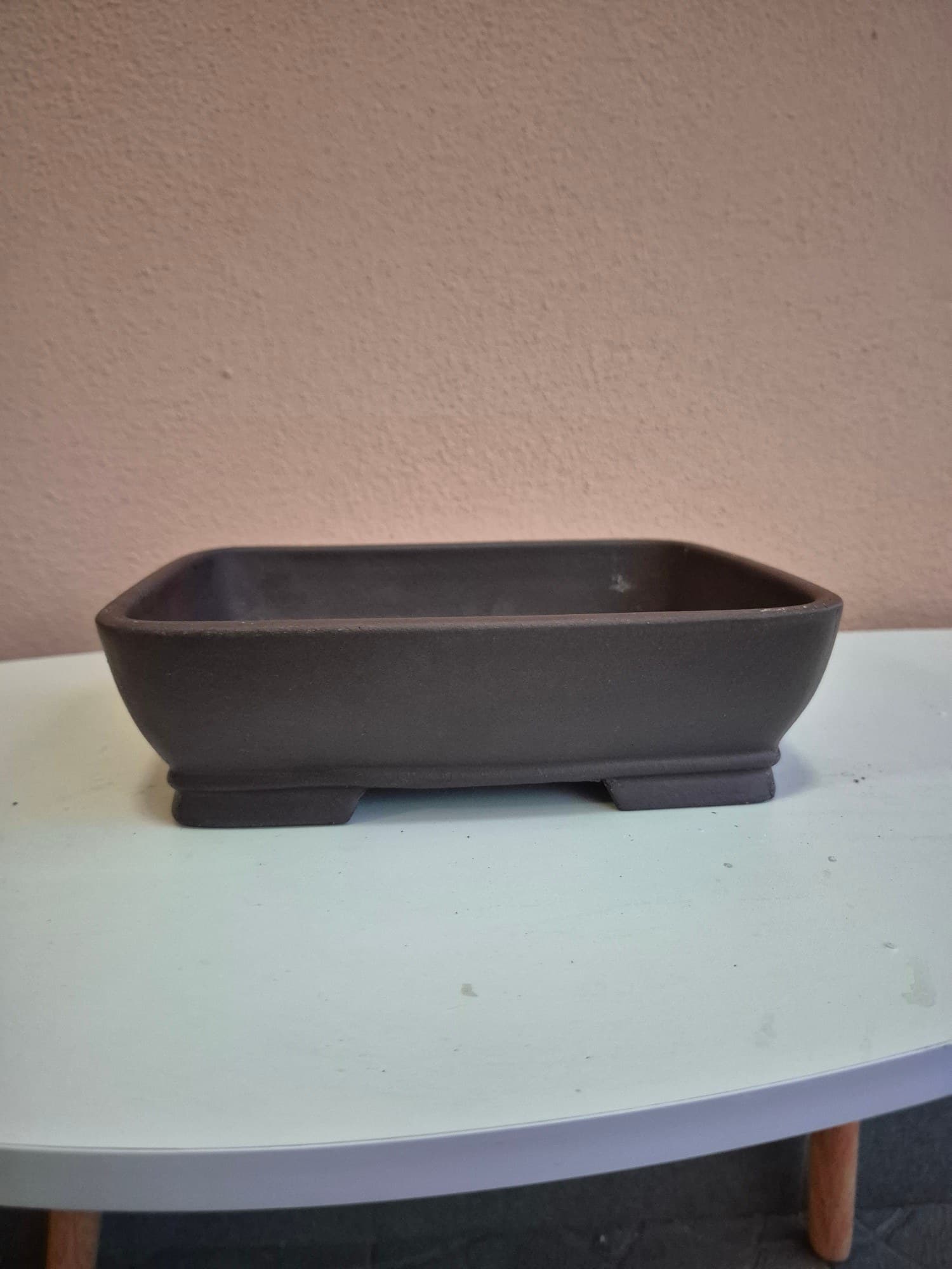Unglazed Ceramic Bonsai Pot, Oval 23 x 17.5 x H6.5 cm