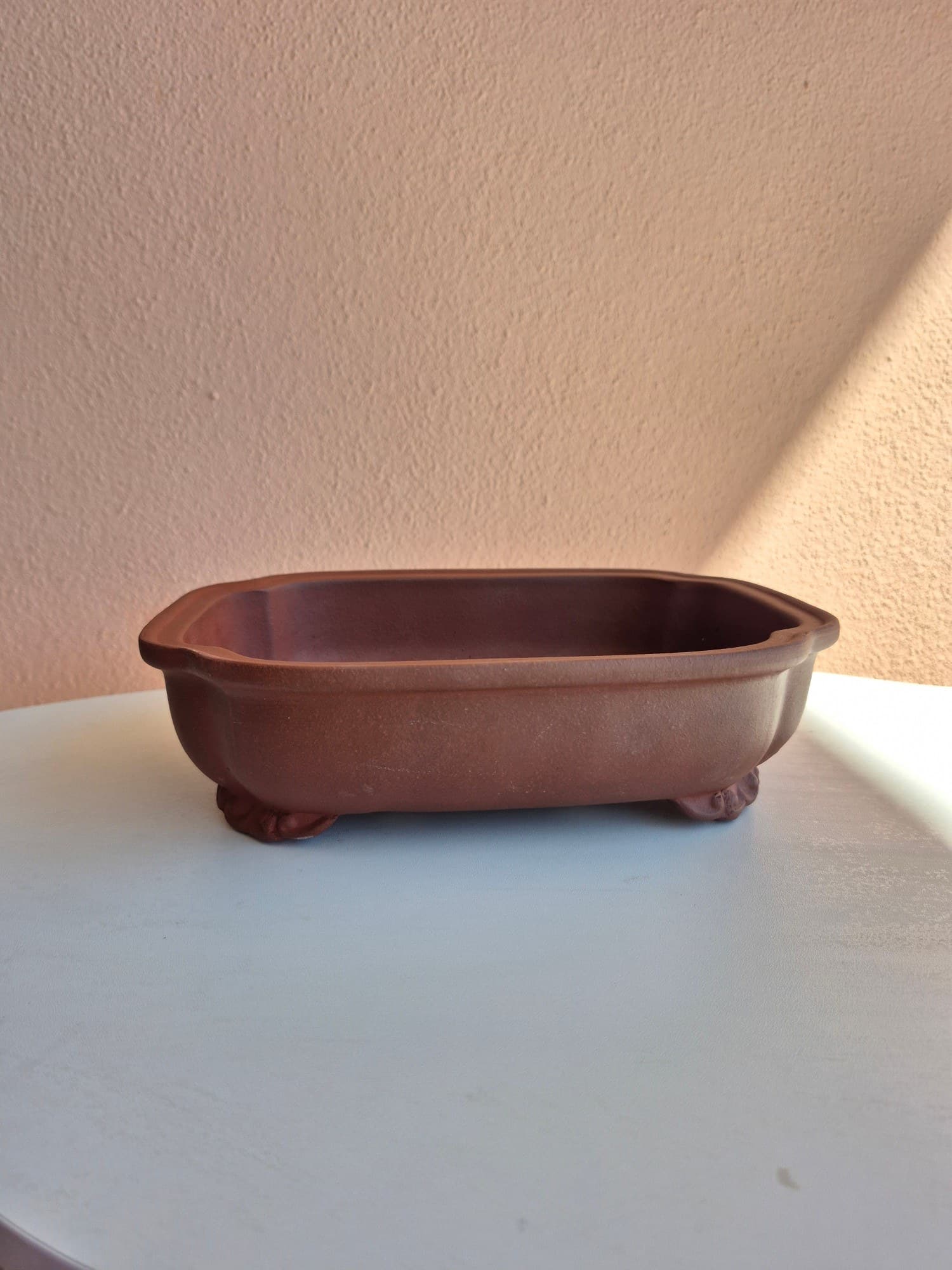 Terracotta-Red Ceramic Bonsai Pot, Mokko 23.5 x 17.5 x H6.5 cm