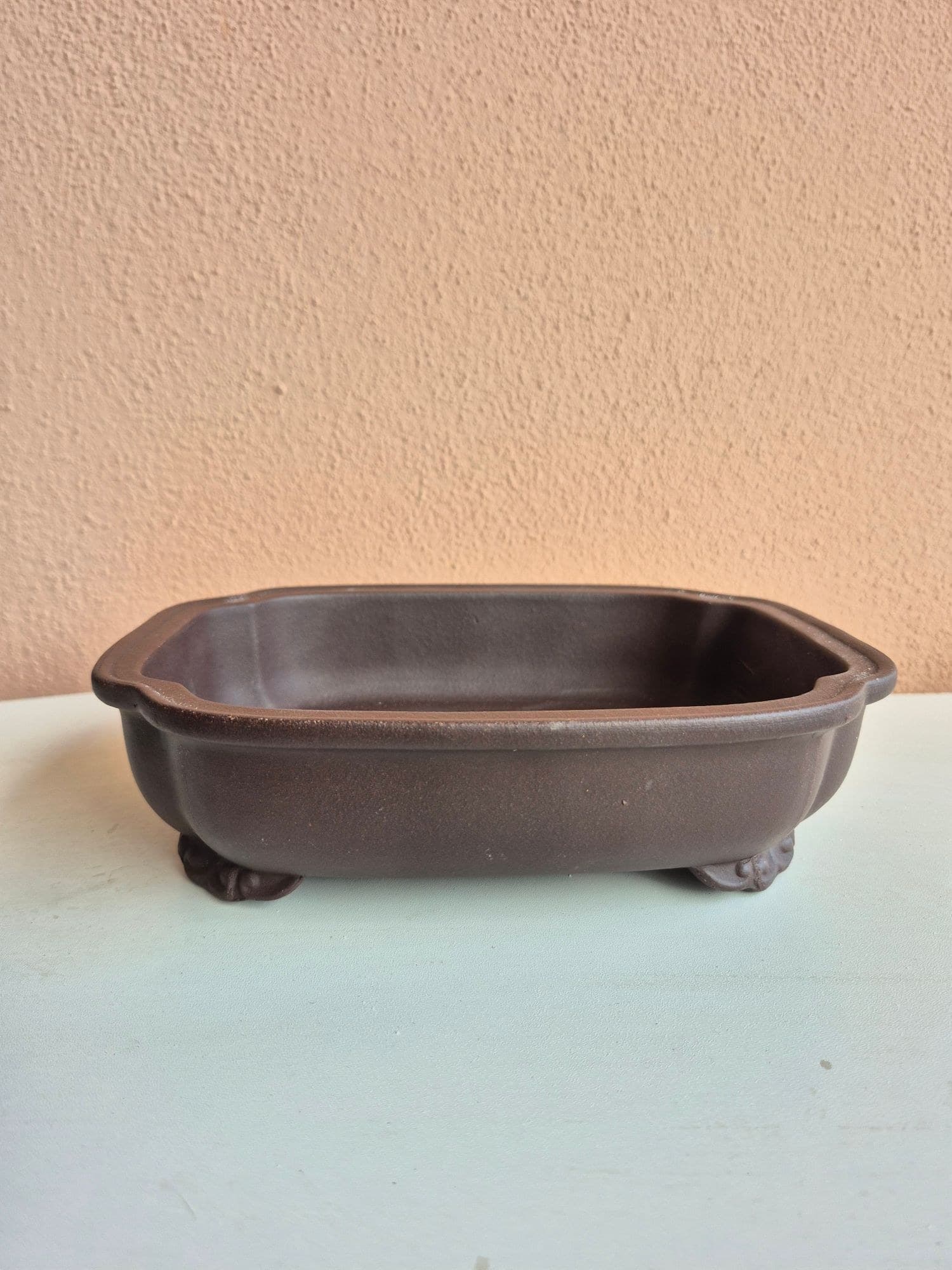 Dark Aubergine Ceramic Bonsai Pot, Mokko 23.5 x 17.5 x H6.5 cm