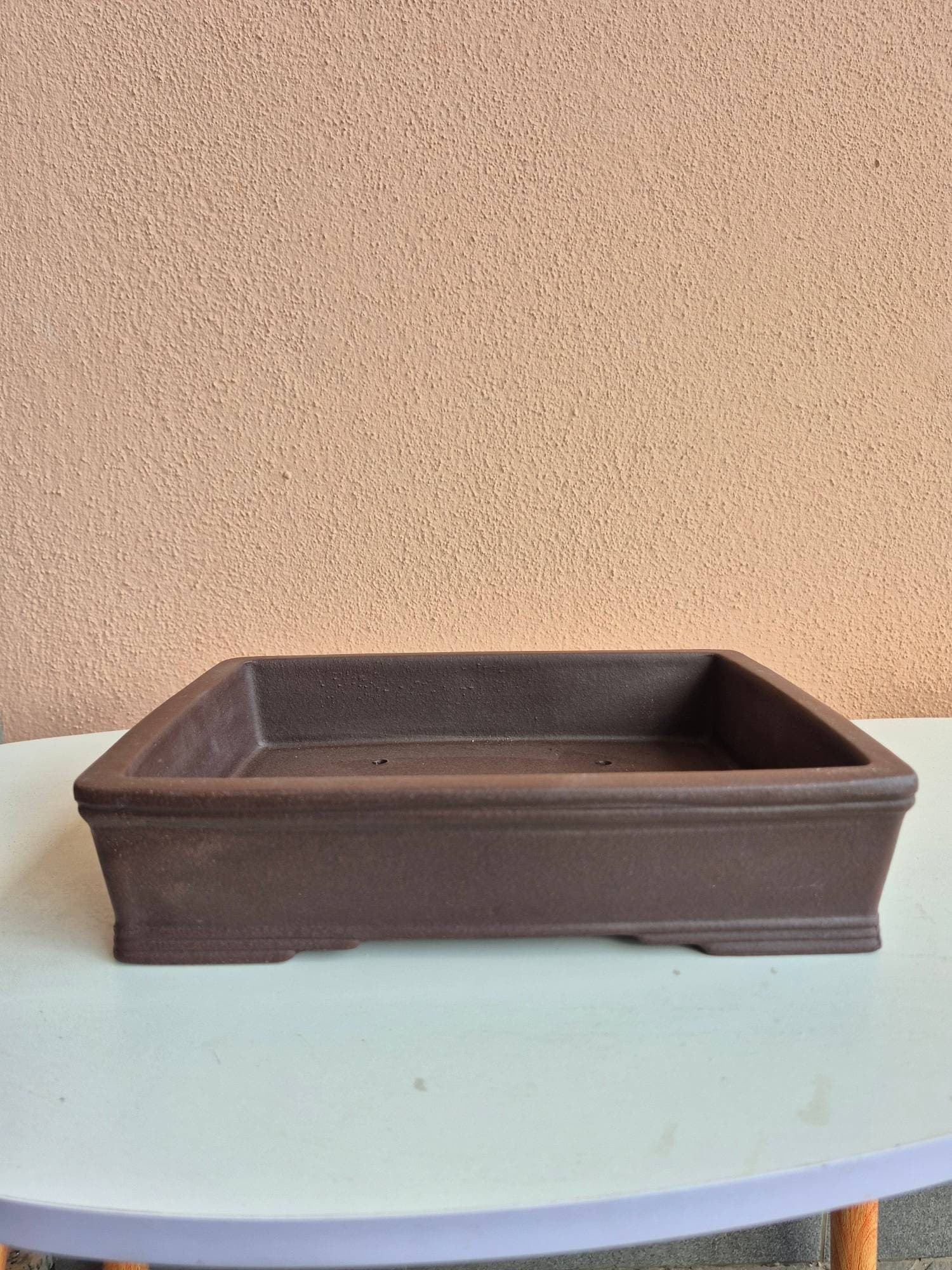 Unglazed Ceramic Bonsai Pot, Oval 25.5 x 18.5 x H6 cm