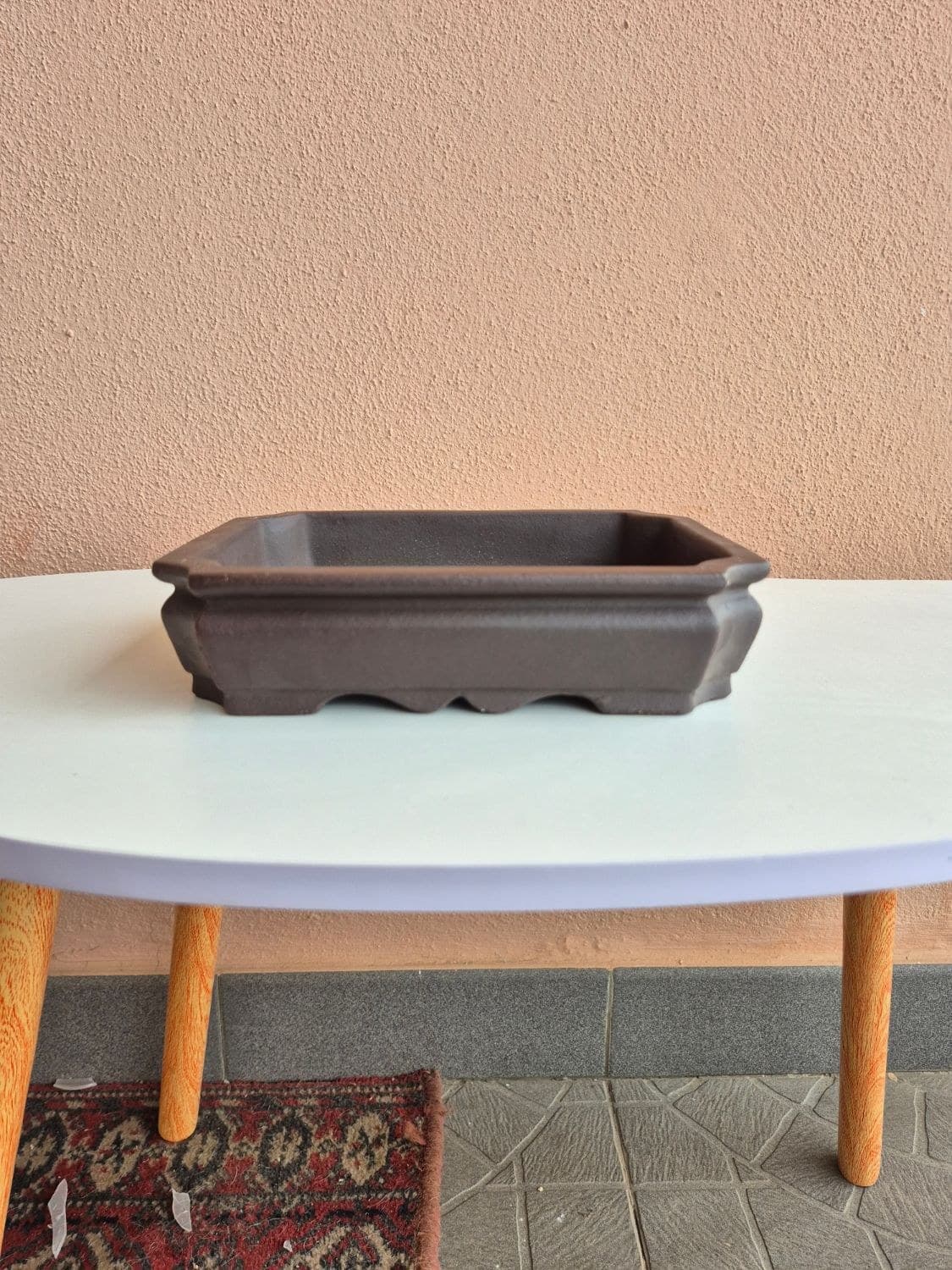 Dark-Brown Ceramic Bonsai Pot, Rectangular 21 x 16 x H5 cm