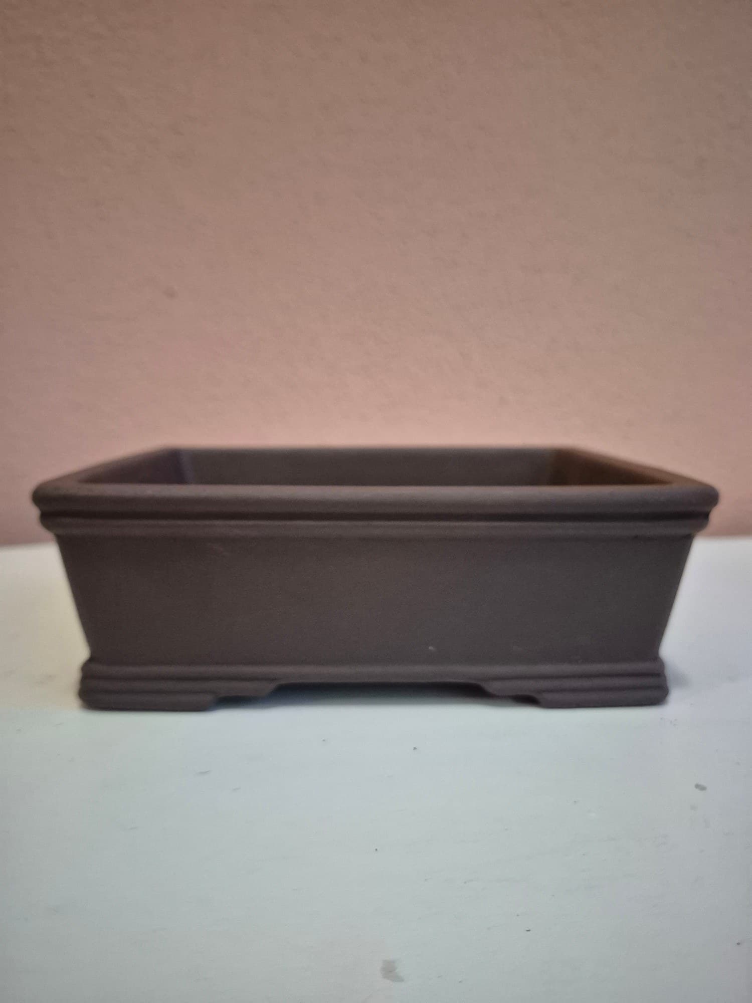 Unglazed Ceramic Bonsai Pot, Rectangular 18.5 x 14 x H6 cm
