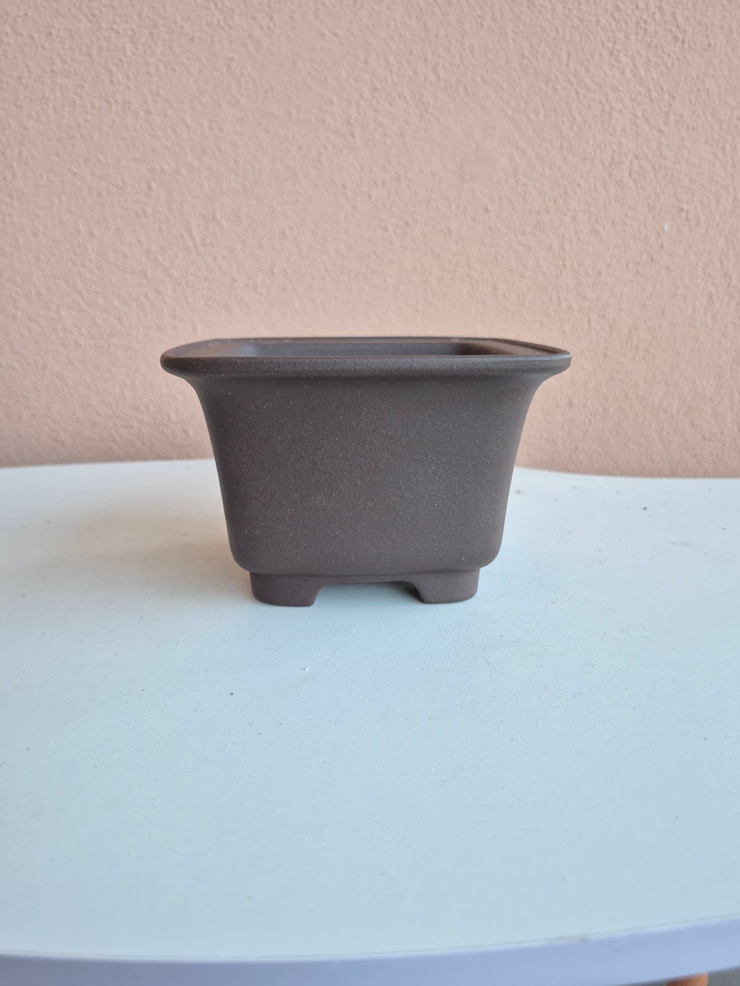 Dark Aubergine Zisha Ceramic Bonsai Pot, Deep Square 13.5 x H9 cm
