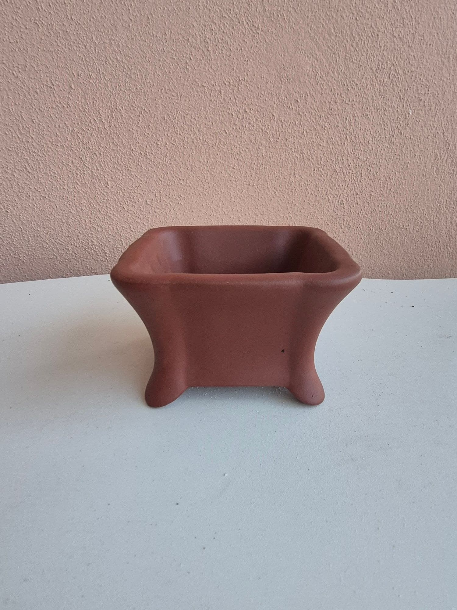 Terracotta-Red Ceramic Bonsai Pot, Drum-Waisted 12 x H7.5 cm