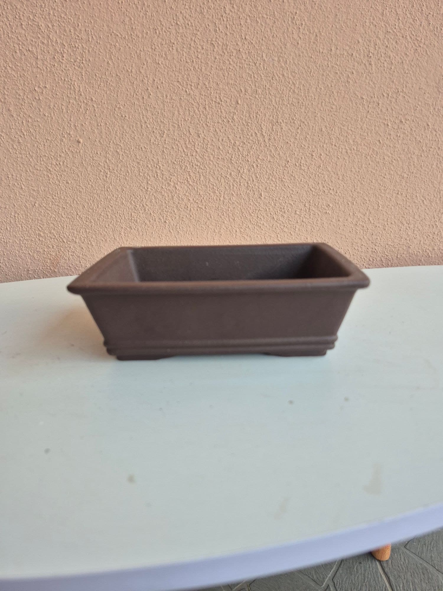 Unglazed Ceramic Bonsai Pot, Rectangular 17.6 x 12 x H5.5 cm