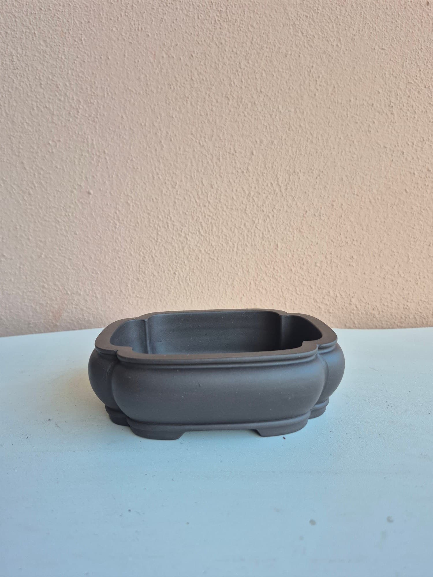 Unglazed Ceramic Bonsai Pot, Shohin Mokko 14 x 10.5 x H4.3 cm