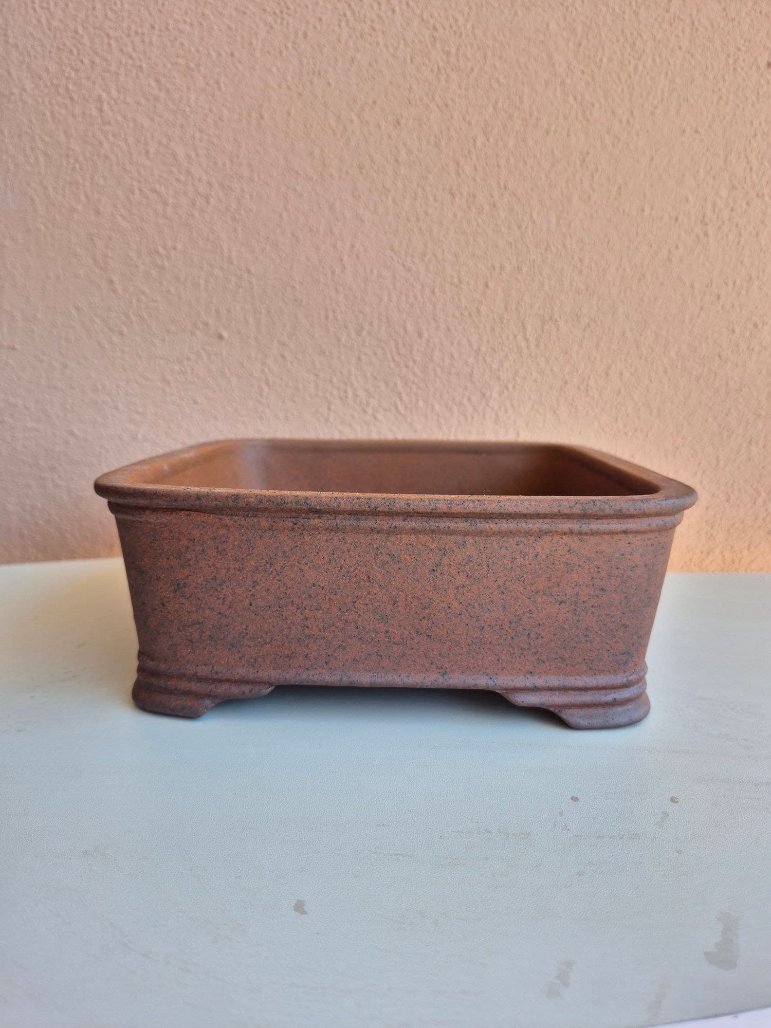 Speckled Rust-Red Ceramic Bonsai Pot, Square 22.3 x H8.5 cm