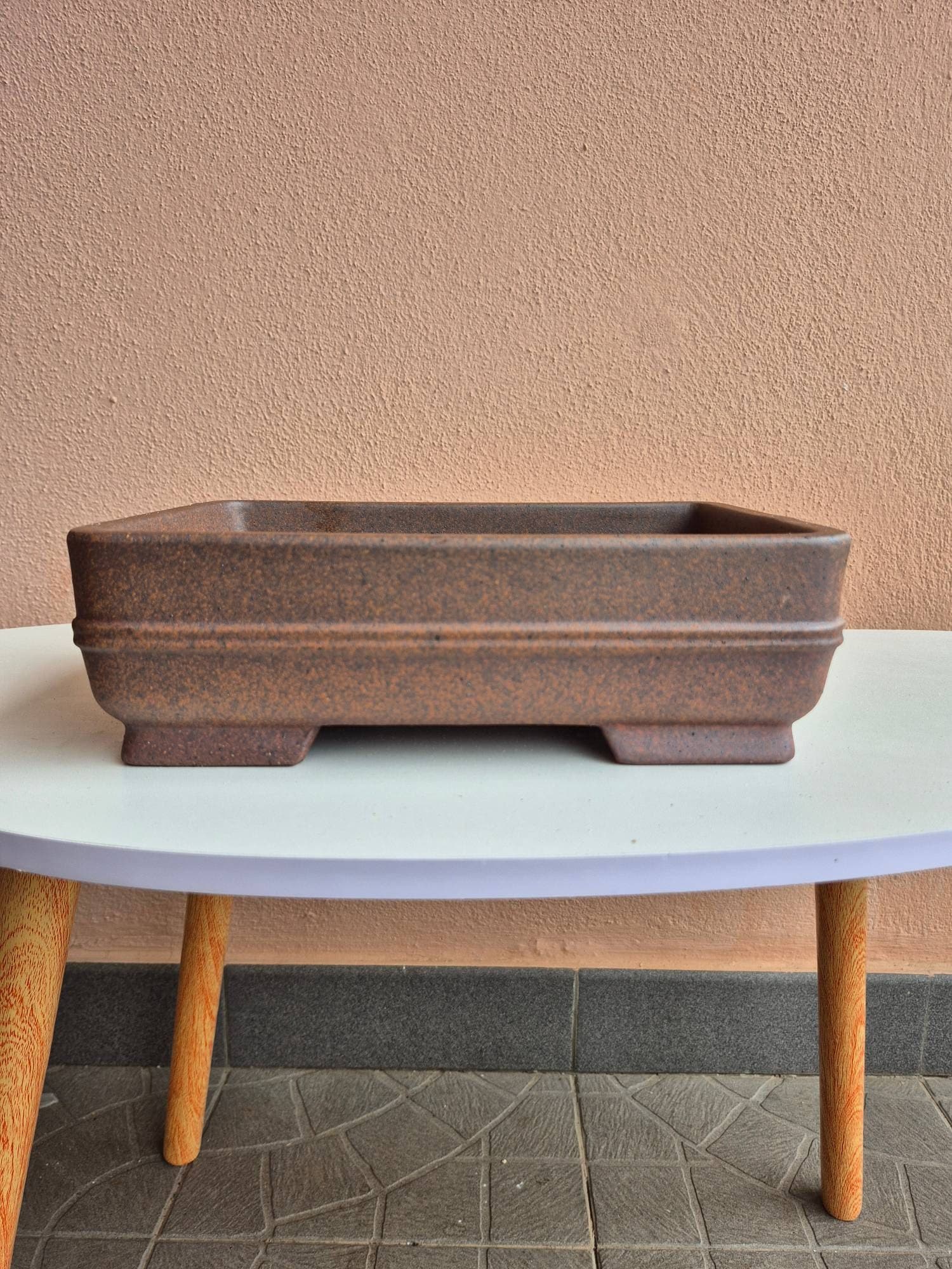 Speckled Rust-Brown Ceramic Bonsai Pot 27.2 x 19 x 8.3 cm