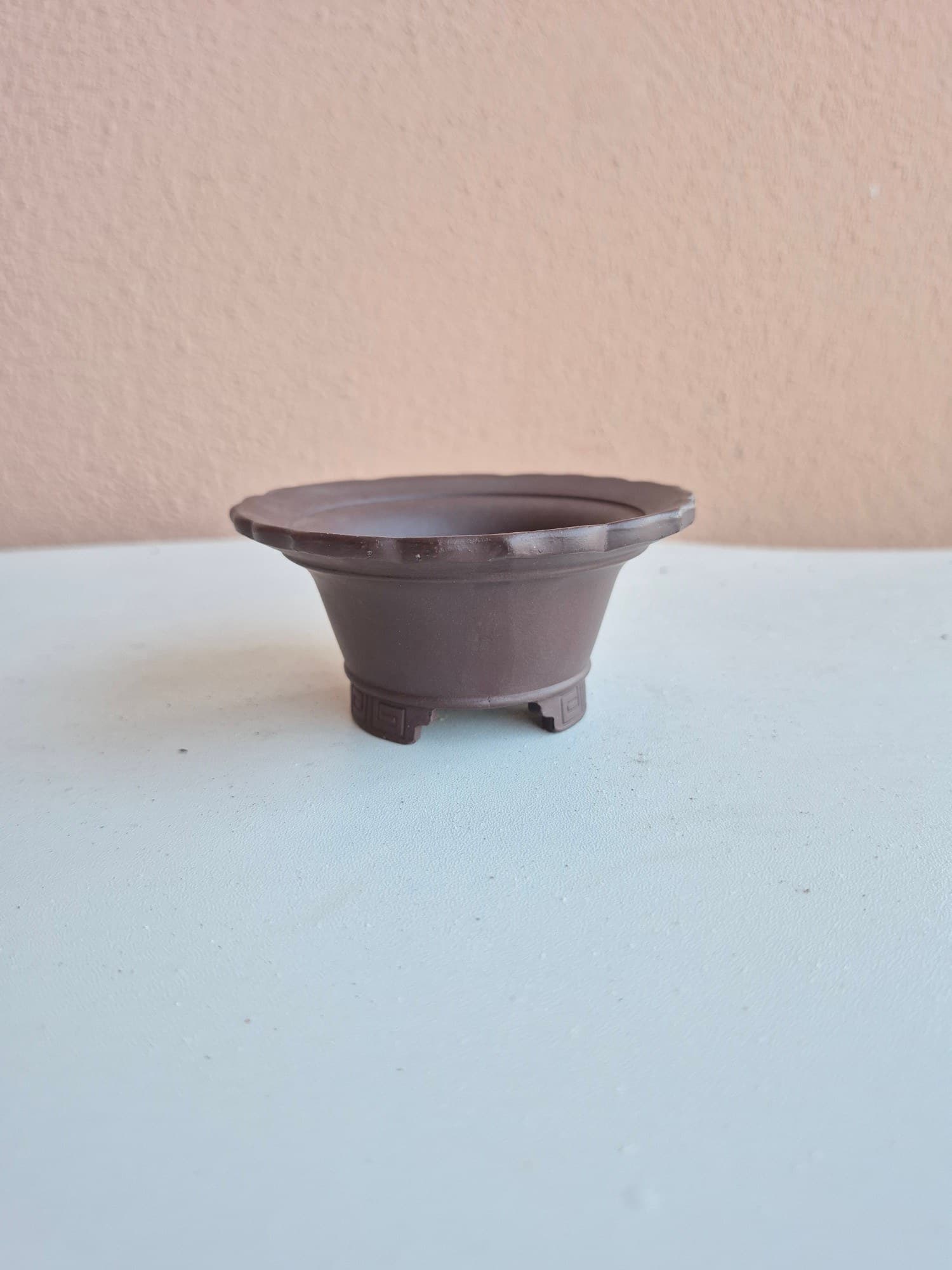 Round Lotus-Rim Mame Ceramic Bonsai Pot Ø9.8 x H5.3 cm