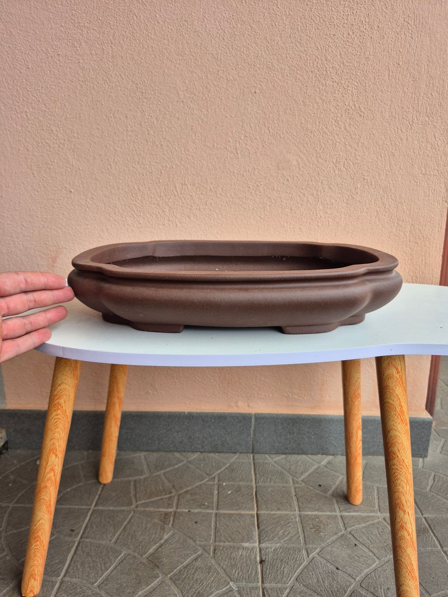 Shallow Oval Mokko Ceramic Bonsai Pot 38 x 27.5 x 7.5 cm