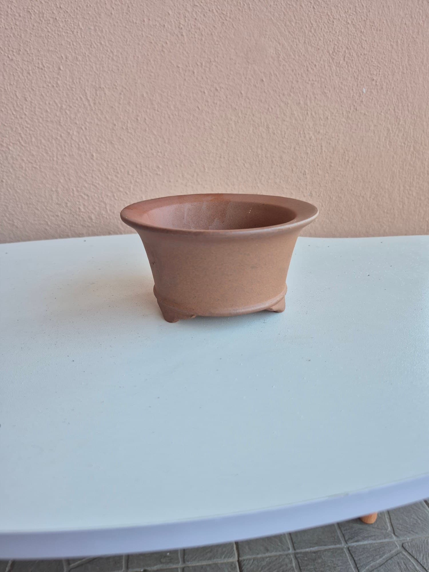 Terracotta-Pink Shohin Ceramic Bonsai Pot Ø12.3 x H6.5 cm