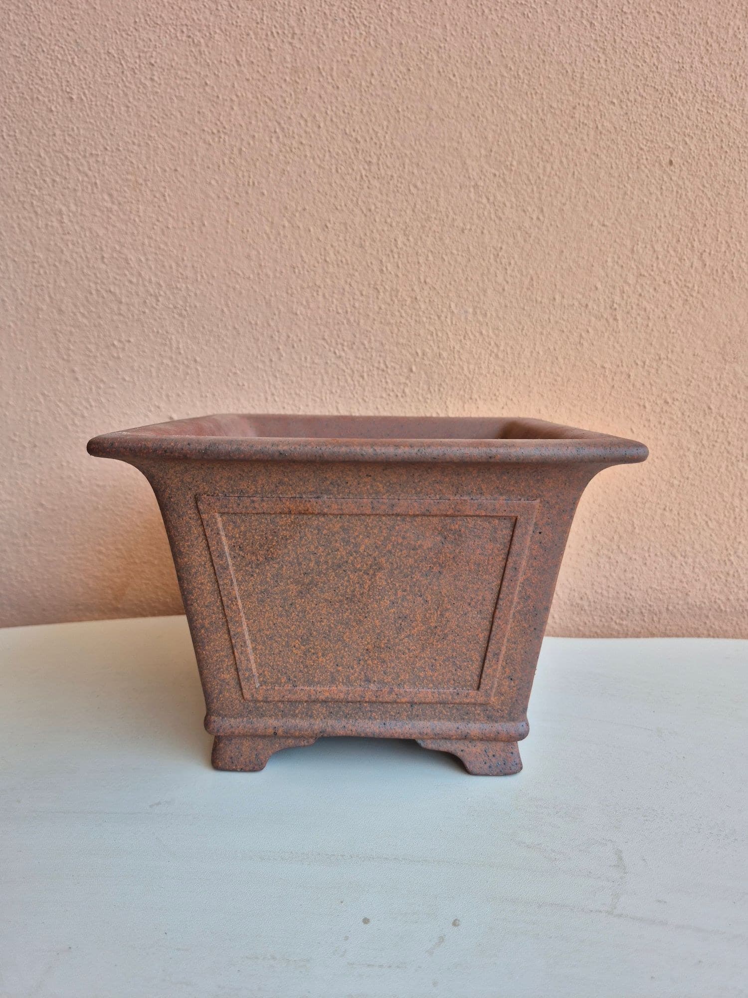 Unglazed Ceramic Bonsai Pot, Deep Square 21.3 x H15 cm