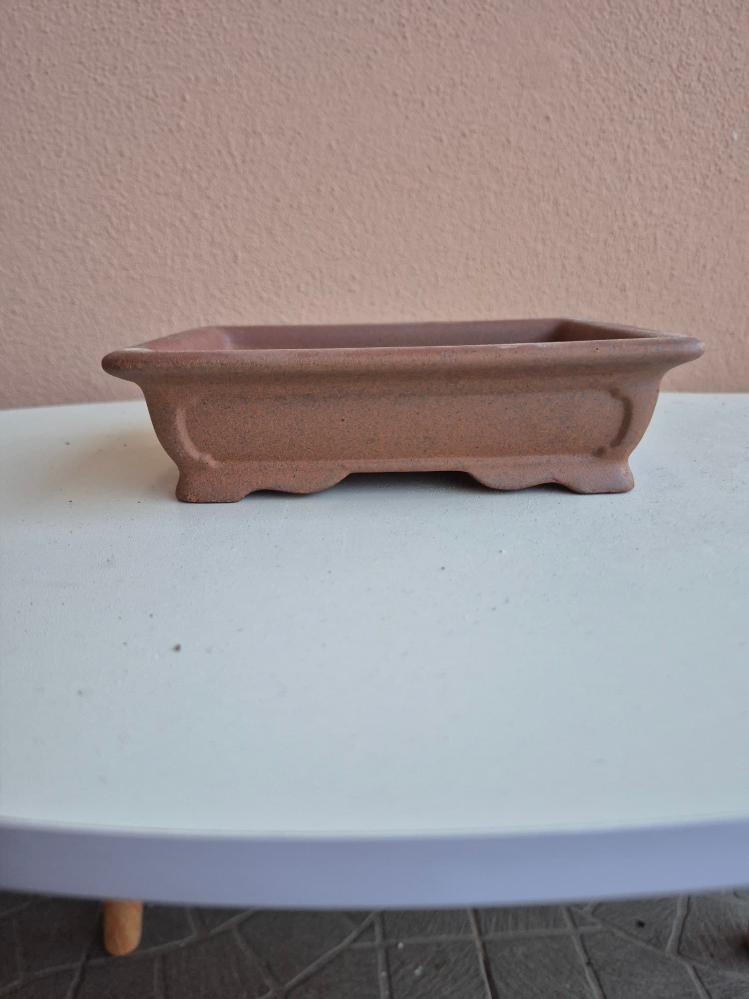Ceramic Bonsai Pot with Incised Panels 18 x 13.5 x 4.8 cm