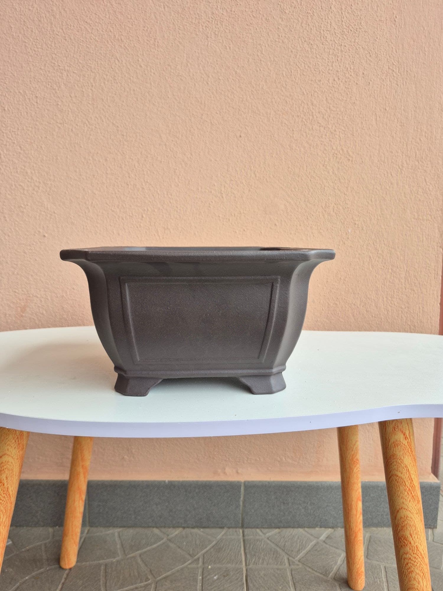 Dark-Brown Stoneware Ceramic Bonsai Pot 23 x 13.5 cm