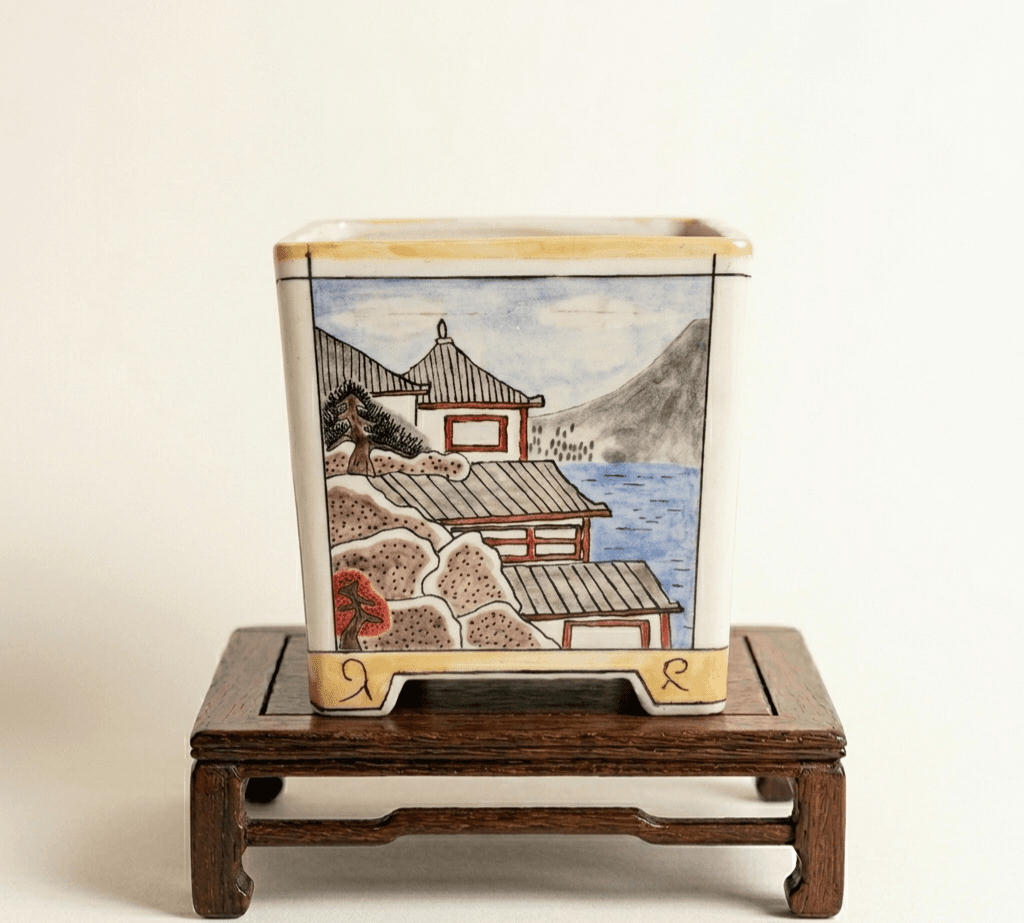 Kuroiwa Haruki – Handbemalte Bonsaischale aus Keramik 19 cm * 20 cm * 20 cm