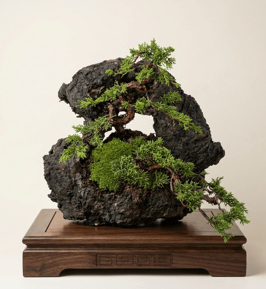 Bonsai aus Wacholder Kishu auf Stein