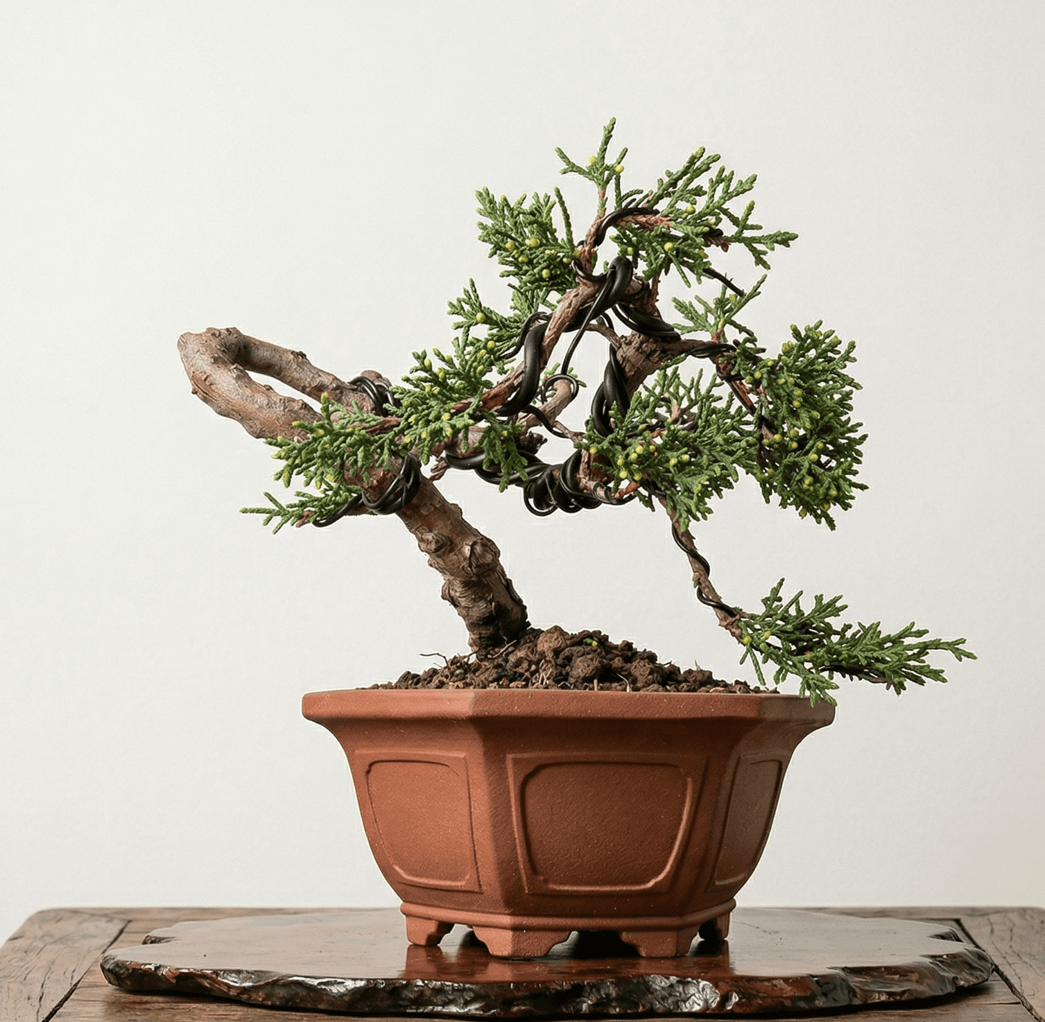 Bonsai aus Mame Juniperus chinensis 'Kishu' – kleiner Topf