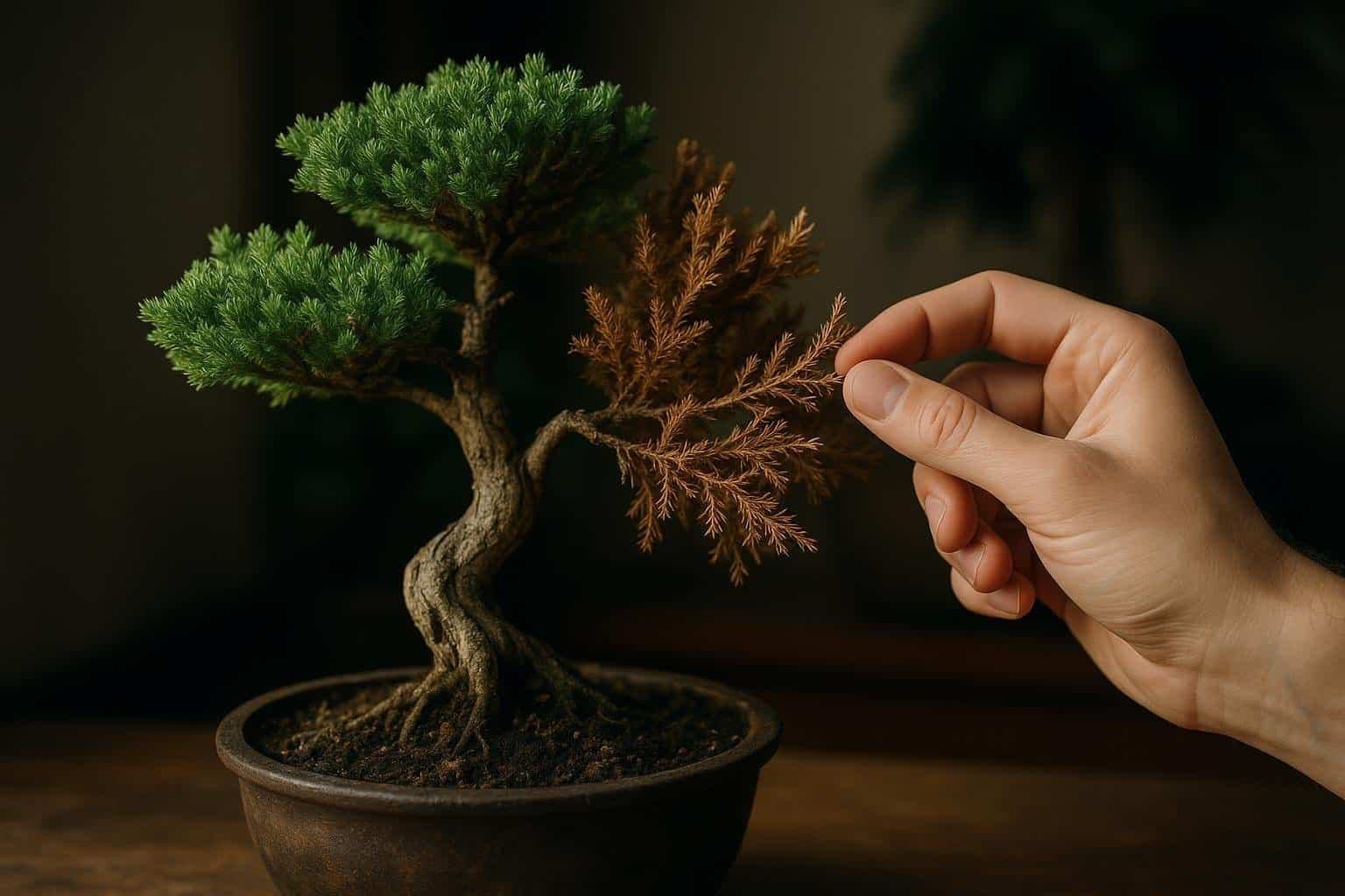 Wacholder-Bonsai wird braun – tot oder nur gestresst?