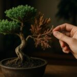 Wacholder-Bonsai wird braun