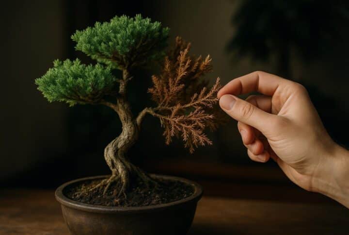 Wacholder-Bonsai wird braun – tot oder nur gestresst?