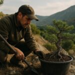 Yamadori bonsai raccolto in natura con tronco scolpito dal tempo