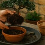 Rempotage d un bonsai avec taille des racines et substrat drainant frais