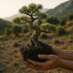 Yamadori bonsai recolte dans la nature avec tronc sculpte par le temps