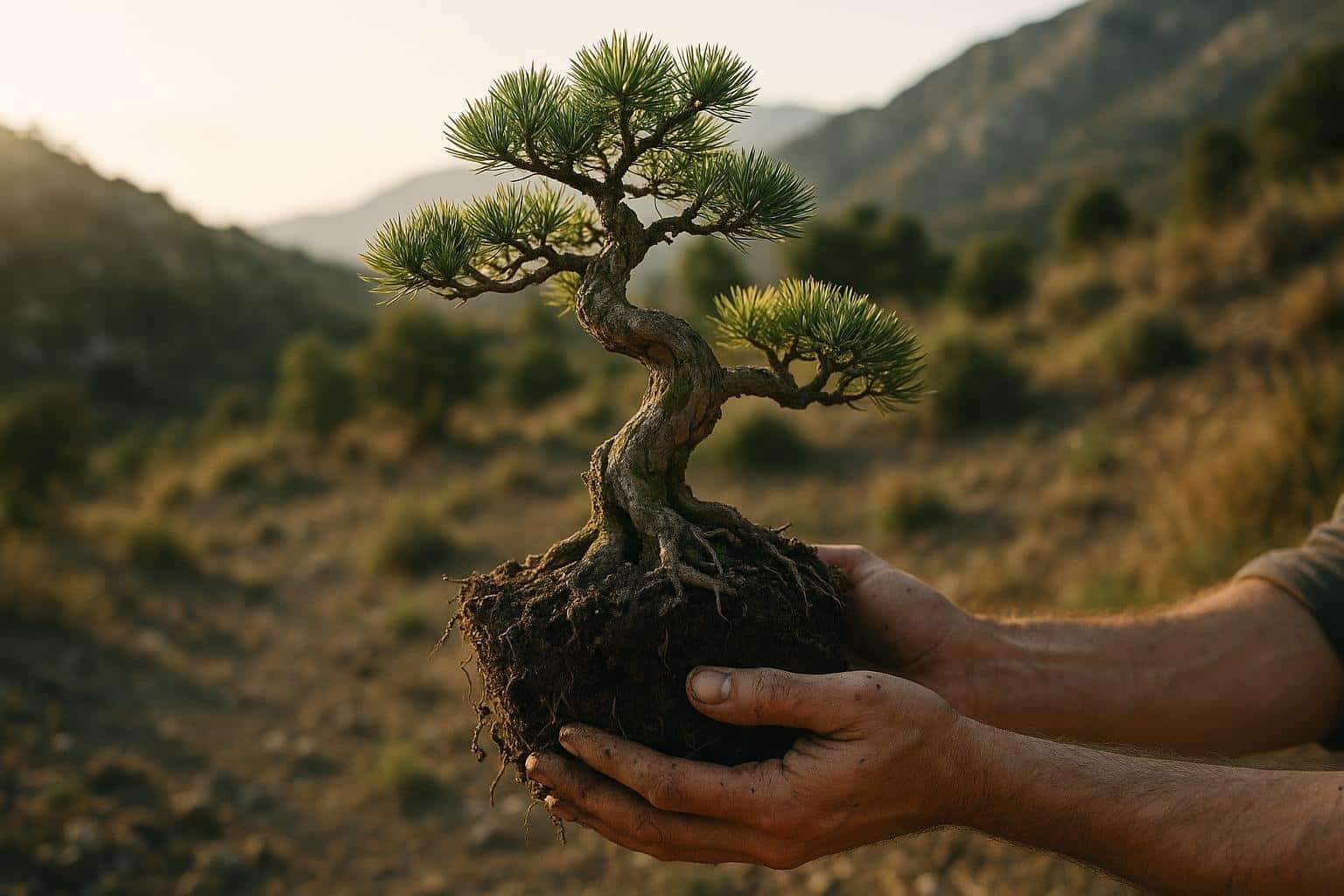 Yamadori bonsai recolte dans la nature avec tronc sculpte par le temps