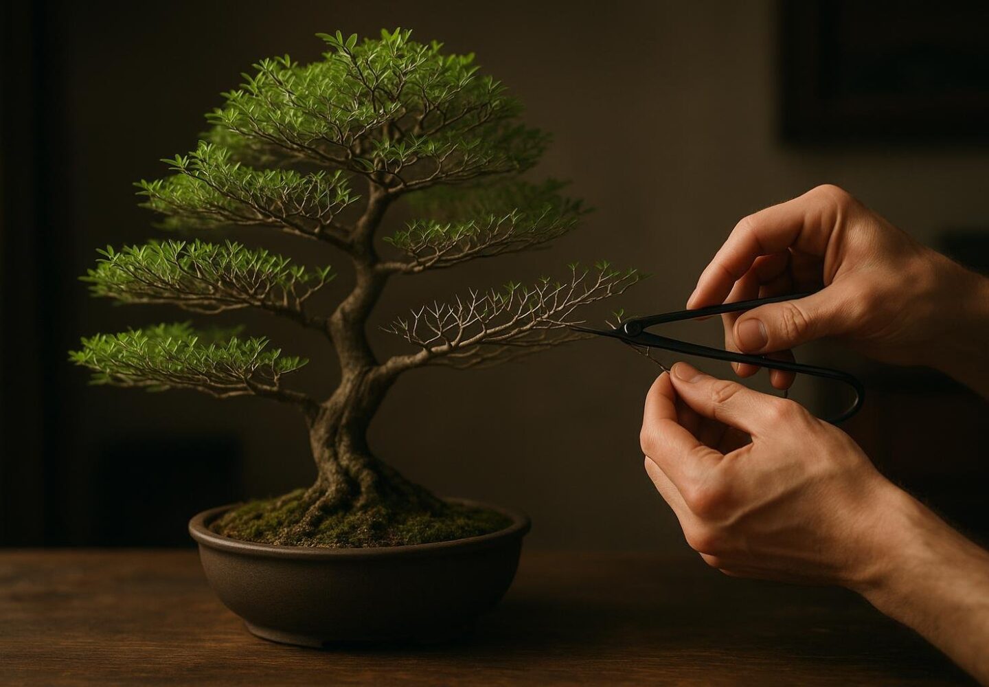 Ramification fine d un bonsai avec rameaux secondaires bien distribues