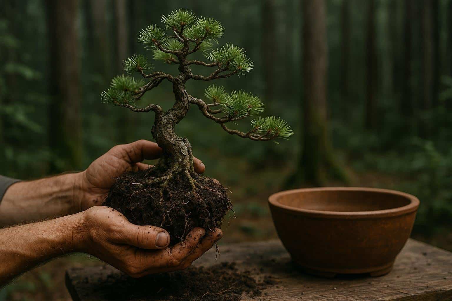 Yamadori Bonsai aus der Natur gesammelt mit altem skulpturalem Stamm