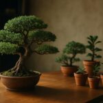 Anfanger-Bonsai-Arten auf einem Werktisch