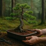 Yamadori bonsai collected from nature with weathered sculptural trunk