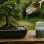 Slow-release organic fertilizer pellets on bonsai substrate